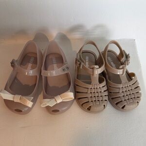 Mini Melissa Kids Soft Pink and Beige Shoes Set